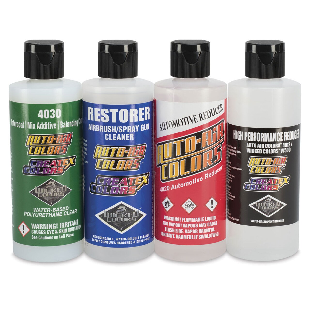 Createx Airbrush Additives And Mediums - Additive Set with 4020 Automotive Reducer, Set of 4, 4 oz